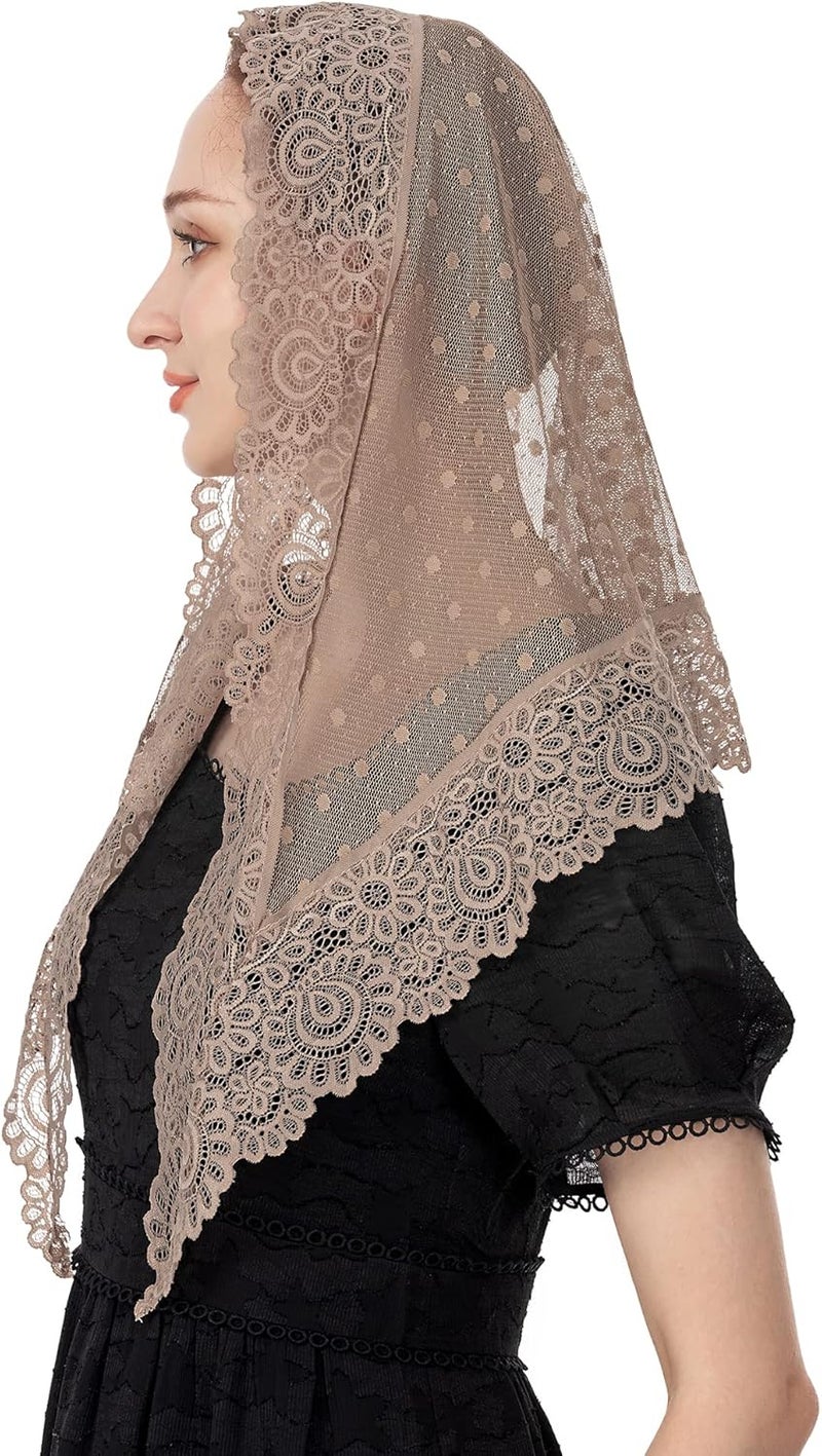 Wgior Triangle Vintage Inspired Lace Chapel Veils Catholic Mass Head Covering Scarf Mantilla Veils for Church - Image 3